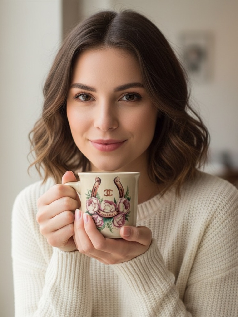 Floral Horseshoe Ceramic Mug - Picture 3 of 3